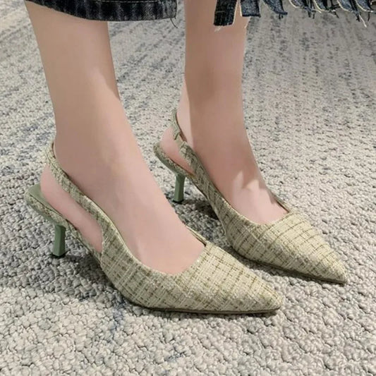 Mid Heel Cross-Strap Slip-On Sandals