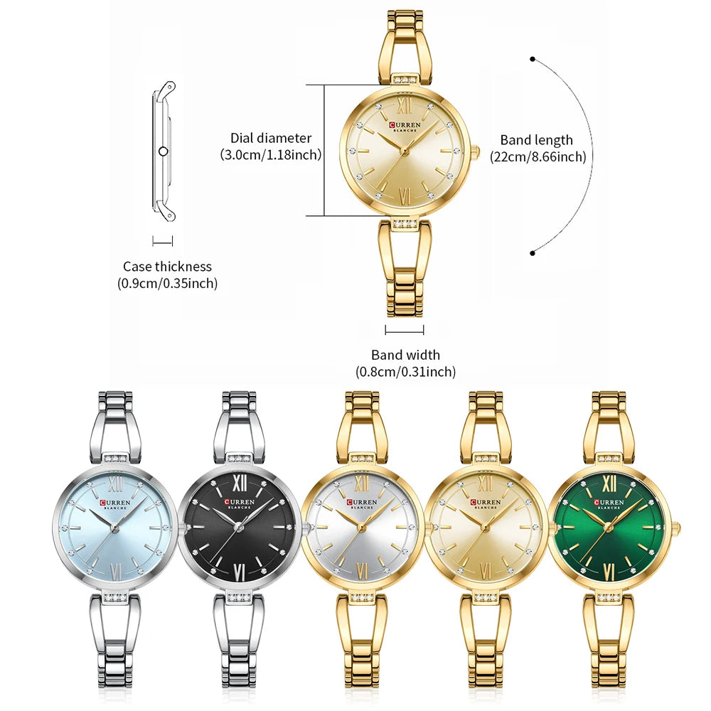 Rhinestone Quartz Stainless Steel Band Watch