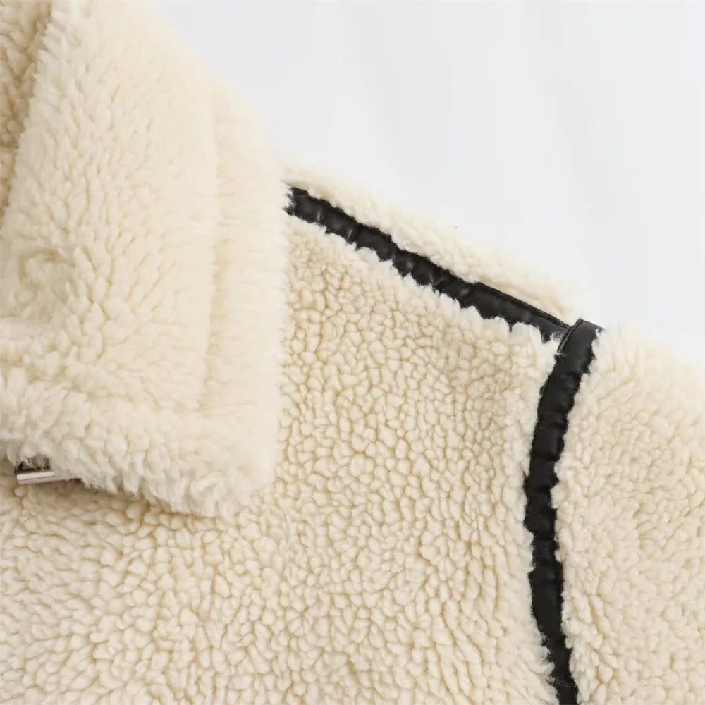 American Cream Fur Casual Fleece Jacket