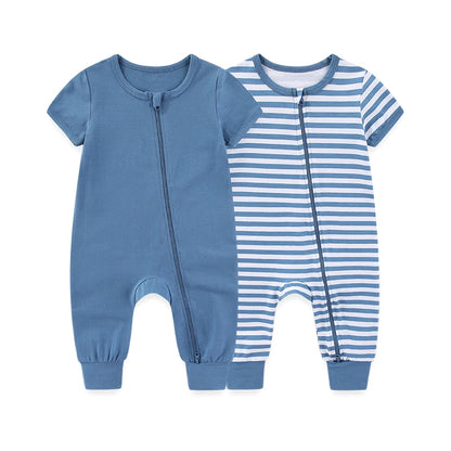 Two Pack Unisex Cotton Baby Rompers