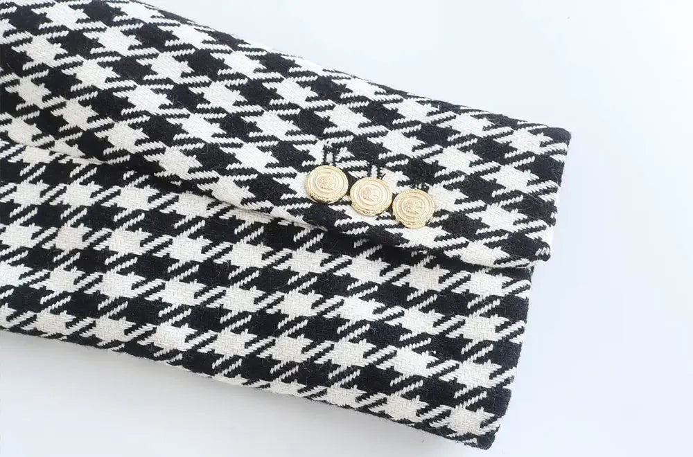 Vintage Double Breasted Houndstooth Blazer