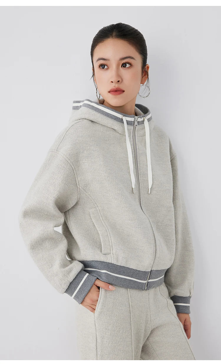 Wool Merino Sweatshirt hoodie with Lining
