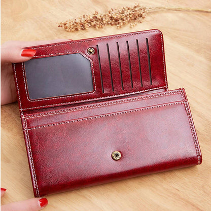 Womens Long Leather Purse Wallet