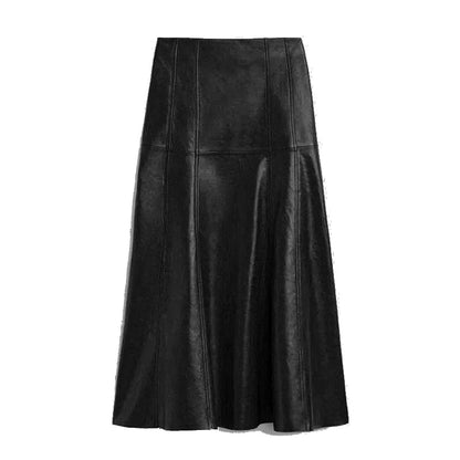Leather Long Pleated Skirt