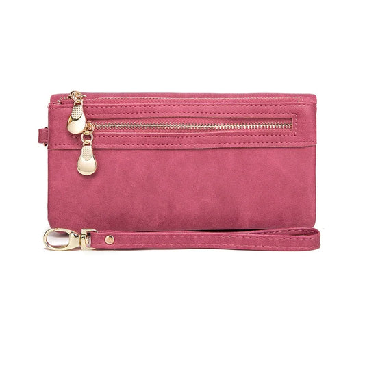 Dull Polish Leather Wallet Clutch Purse