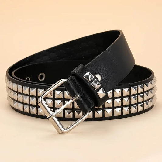 Rivet Punk Stainless Steel square Buckle Belt
