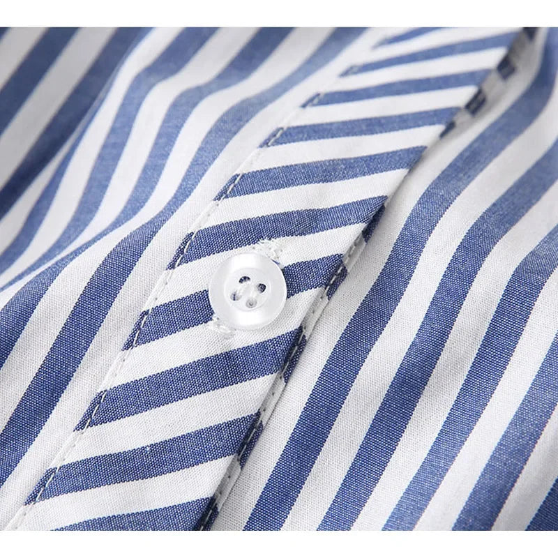 Blue White Vertical Stripe Shirt