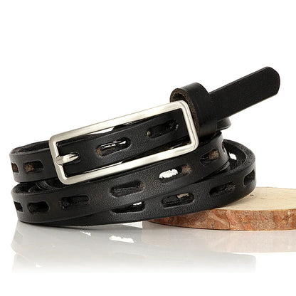 Natural Leather Thin Buckle Belt
