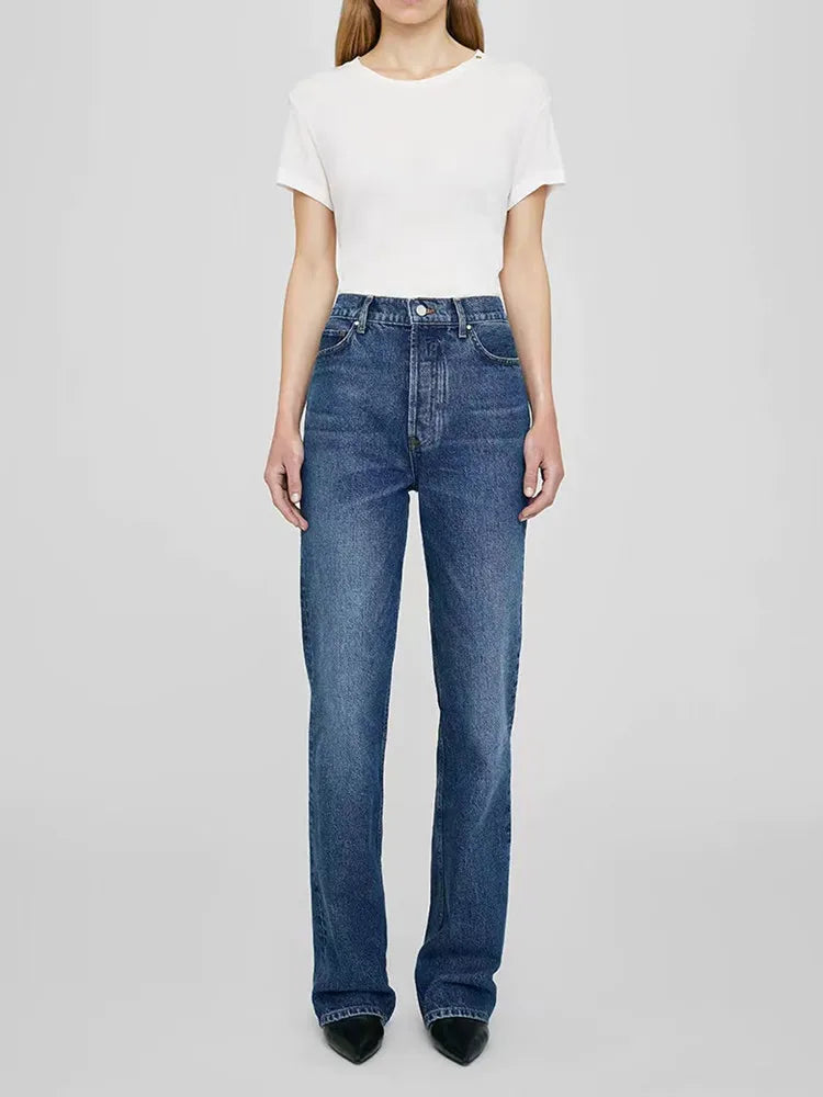 High-Waist Straight-Leg Ankle Jeans