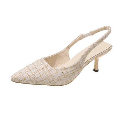 Mid Heel Cross-Strap Slip-On Sandals