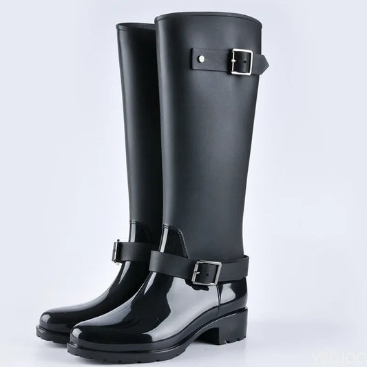 Outdoor Punk Zipper Tall Wellies Boots