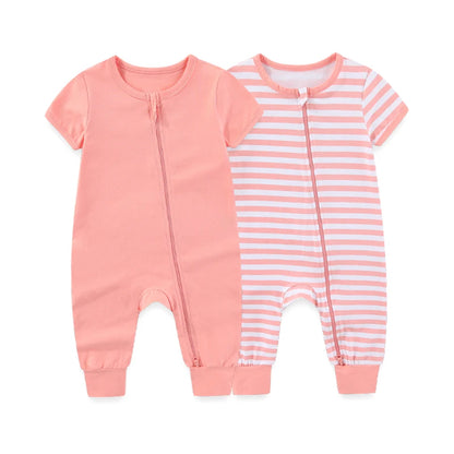Two Pack Unisex Cotton Baby Rompers