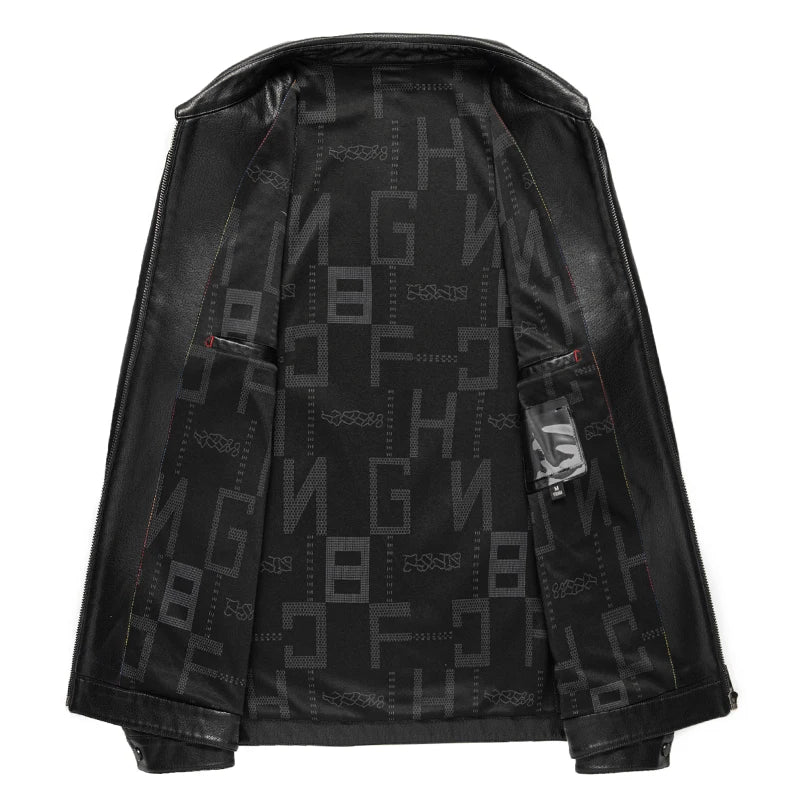 Collared Leather Polo Jacket