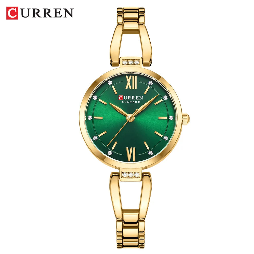 Rhinestone Quartz Stainless Steel Band Watch
