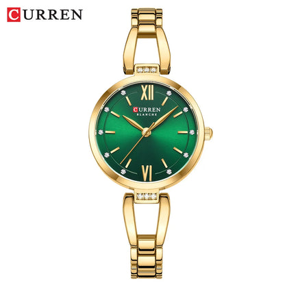 Rhinestone Quartz Stainless Steel Band Watch