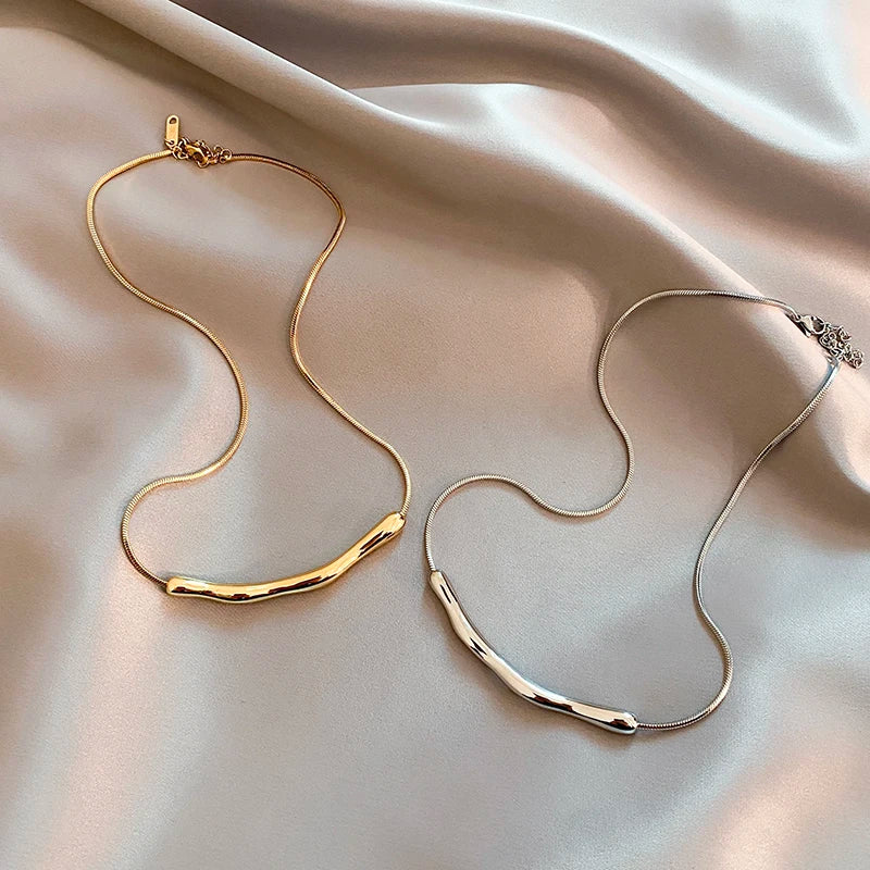 Stainless steel Gold Color Collarbone Chain Necklace