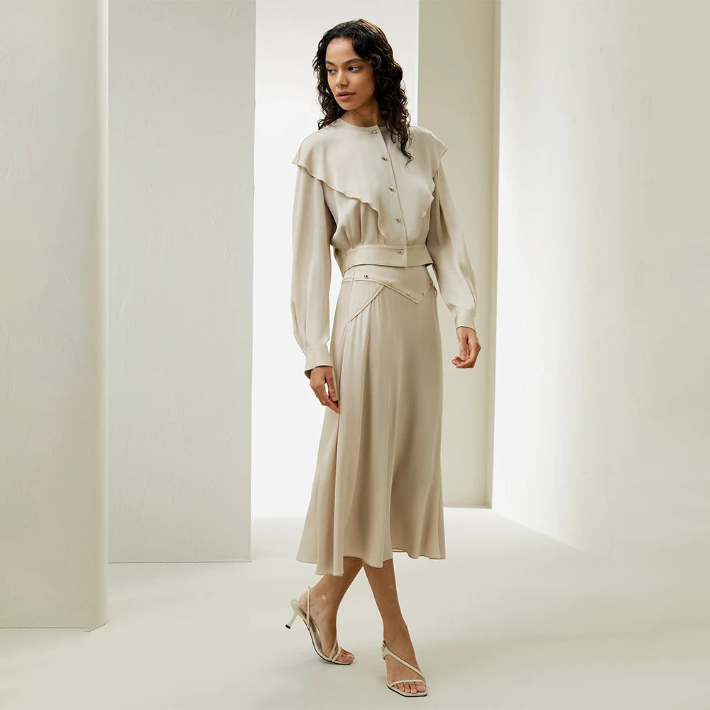 Silk Elegant Midi Skirt