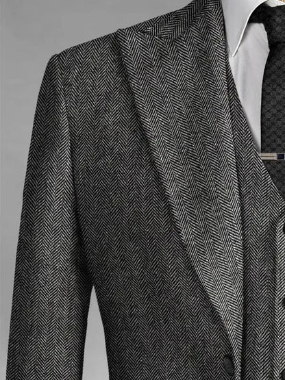 3 Piece Herringbone Formal Suit