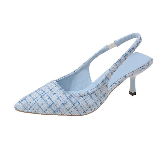 Mid Heel Cross-Strap Slip-On Sandals