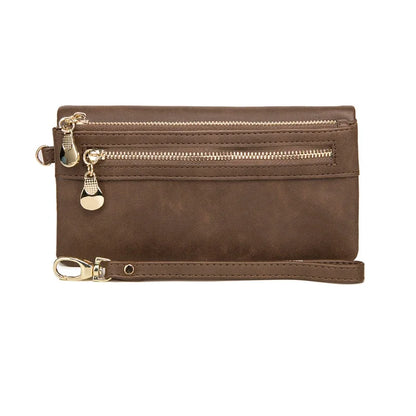 Dull Polish Leather Wallet Clutch Purse