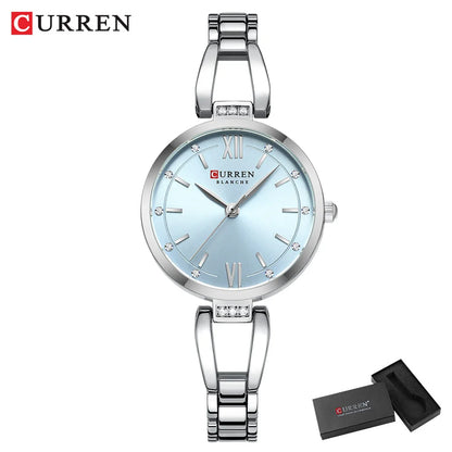 Rhinestone Quartz Stainless Steel Band Watch
