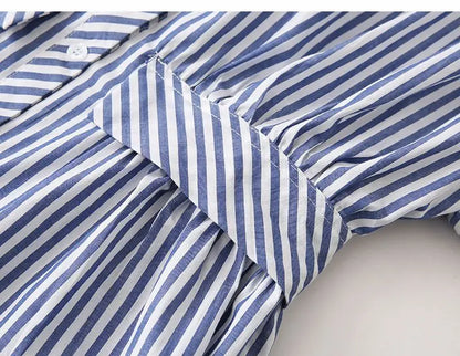 Blue White Vertical Stripe Shirt