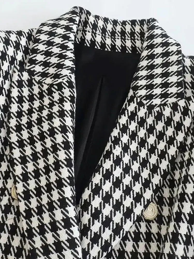 Vintage Double Breasted Houndstooth Blazer
