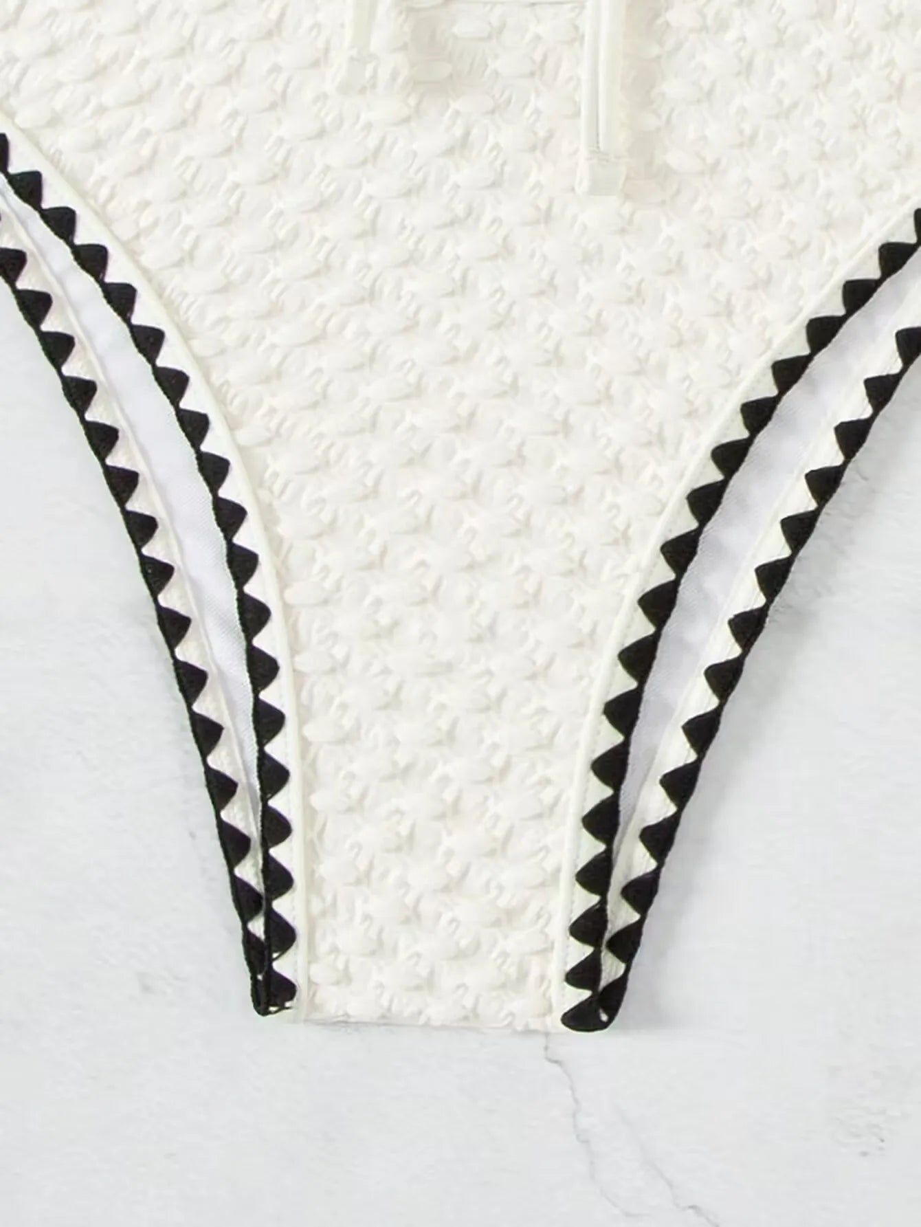 White 2 Piece Strapless Swimsuit Lace-up Patchwork Bikini