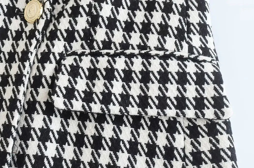 Vintage Double Breasted Houndstooth Blazer