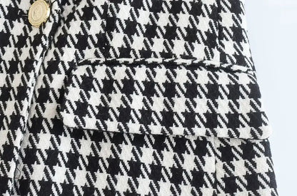 Vintage Double Breasted Houndstooth Blazer