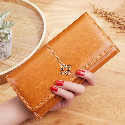 Womens Long Leather Purse Wallet