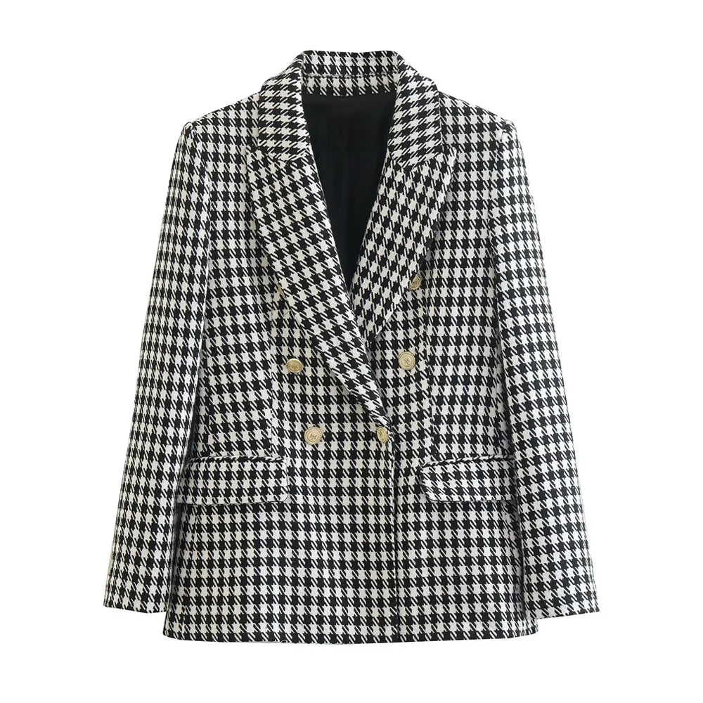 Vintage Double Breasted Houndstooth Blazer