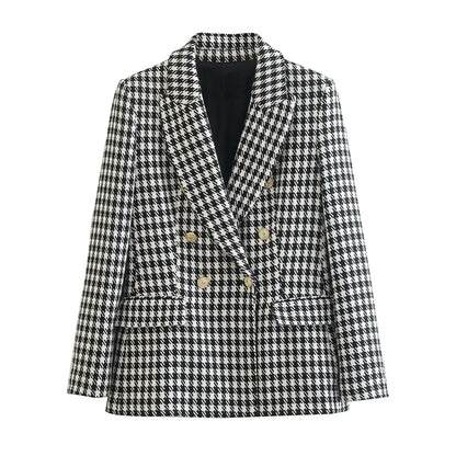 Vintage Double Breasted Houndstooth Blazer