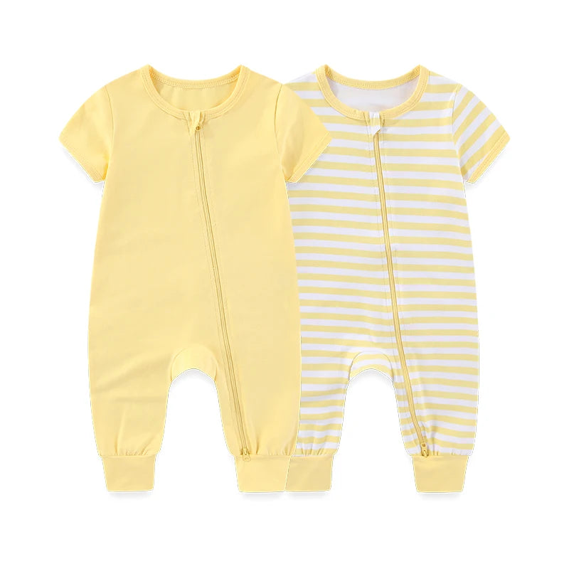 Two Pack Unisex Cotton Baby Rompers