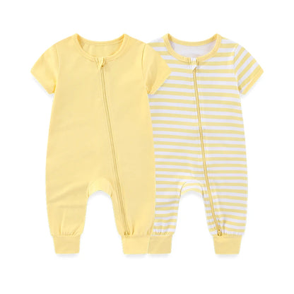 Two Pack Unisex Cotton Baby Rompers