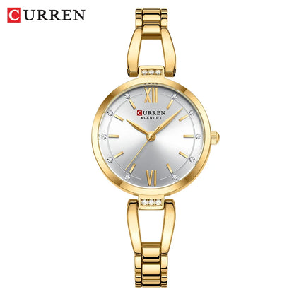 Rhinestone Quartz Stainless Steel Band Watch