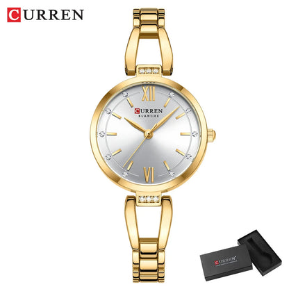 Rhinestone Quartz Stainless Steel Band Watch
