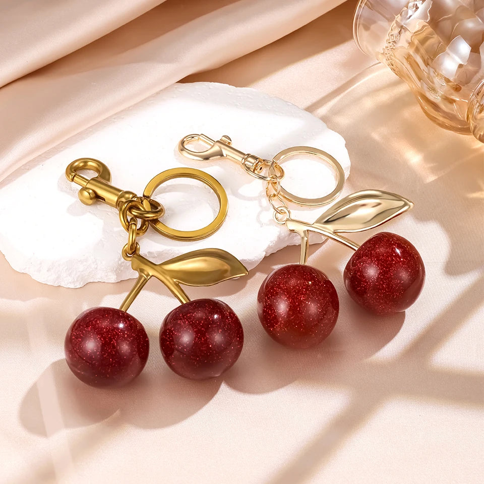 Red Cherries Pendant Keyring Charm