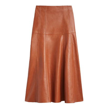 Leather Long Pleated Skirt
