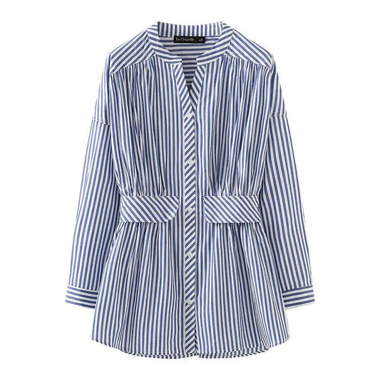 Blue White Vertical Stripe Shirt