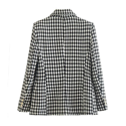 Vintage Double Breasted Houndstooth Blazer
