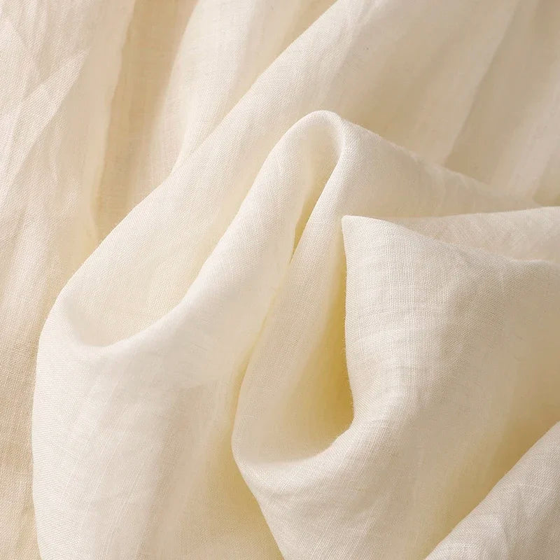 V Neck Embroidery Cotton Linen Dress