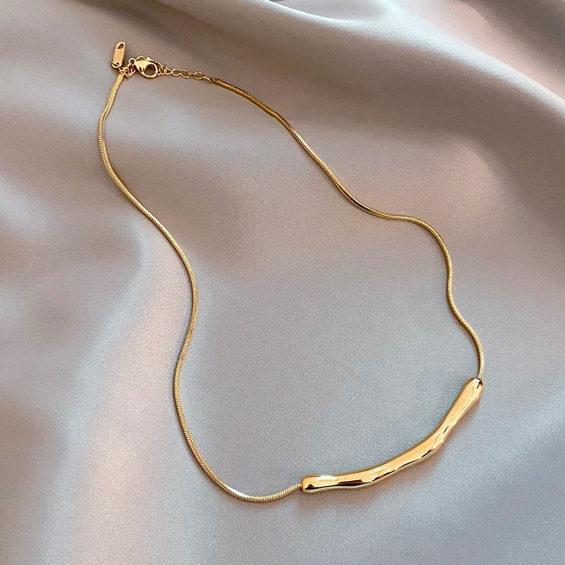Stainless steel Gold Color Collarbone Chain Necklace