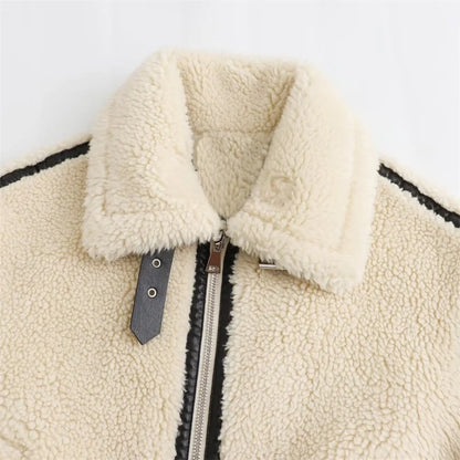 American Cream Fur Casual Fleece Jacket