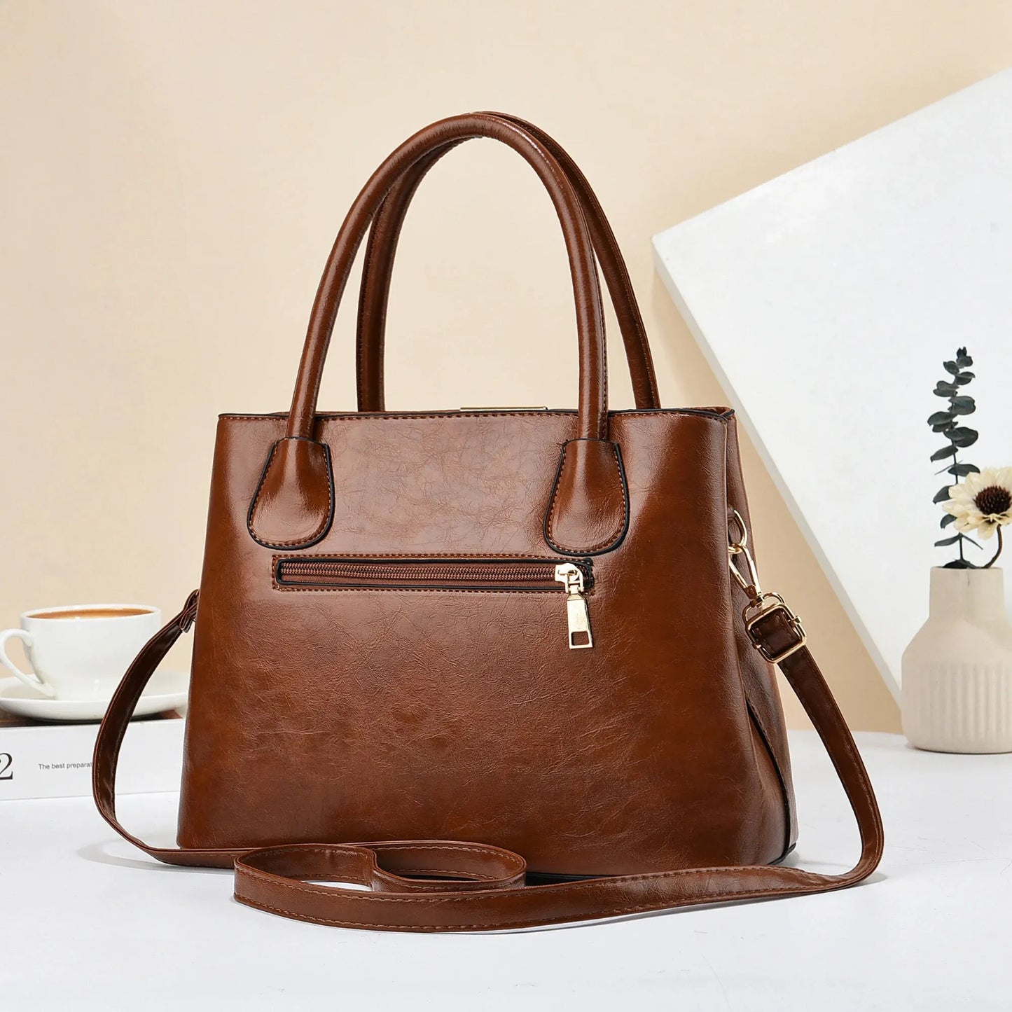 Casual Retro Solid Color Handbag