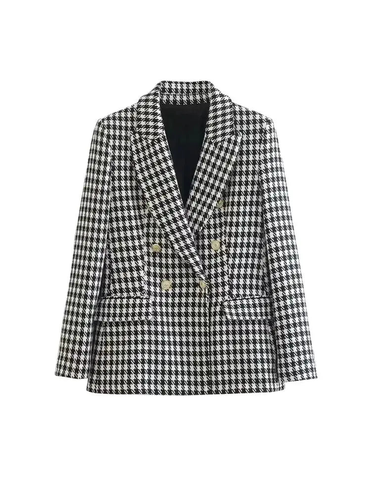 Vintage Double Breasted Houndstooth Blazer