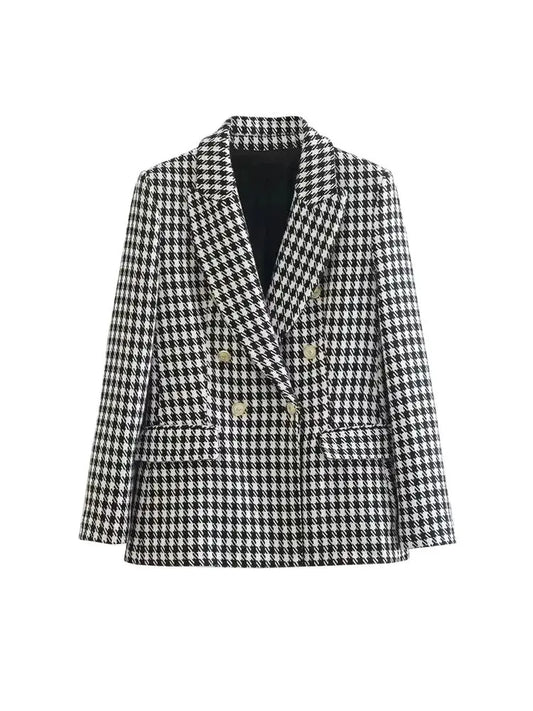 Vintage Double Breasted Houndstooth Blazer