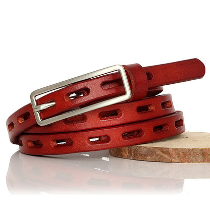 Natural Leather Thin Buckle Belt