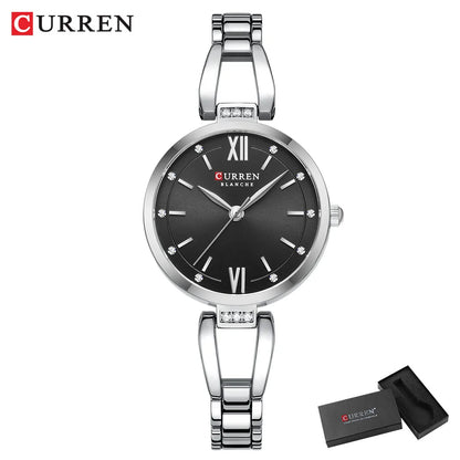 Rhinestone Quartz Stainless Steel Band Watch