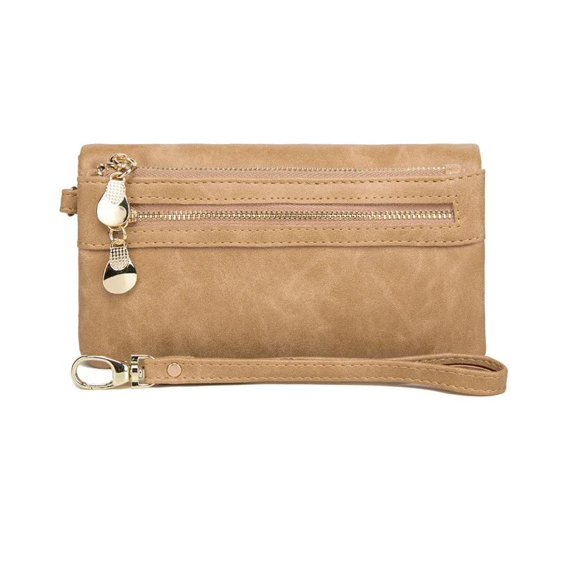 Dull Polish Leather Wallet Clutch Purse